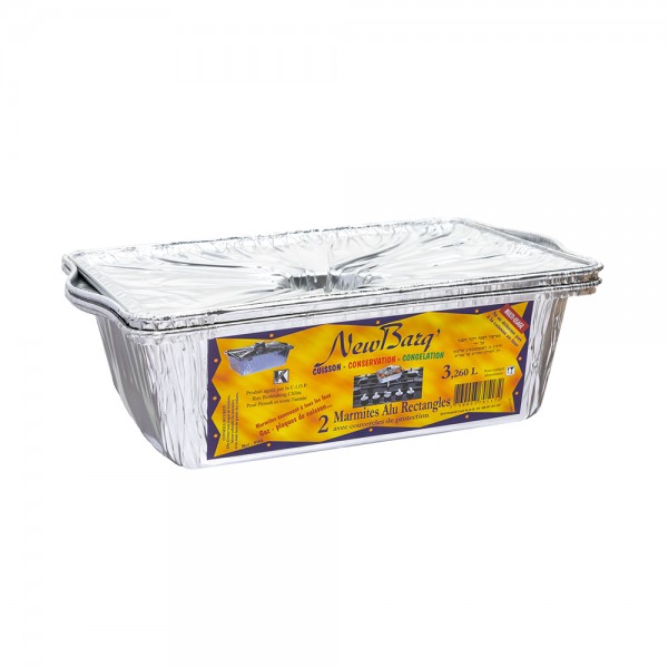 MARMITES RECTANGLES 3.26L AVEC COUVERCLES - 2PC