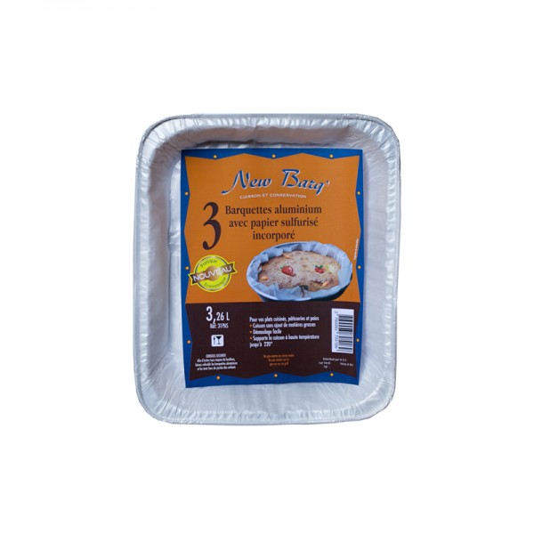BARQUETTES ALU 3.26L AVEC PAPIER SULFURISE INCORPORE - 2 PC