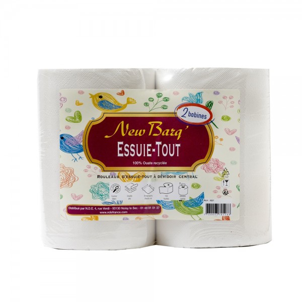 ESSUIE-TOUT 100% OUATE RECYCLEE - 195 FEUILLES - 2 BOBINES