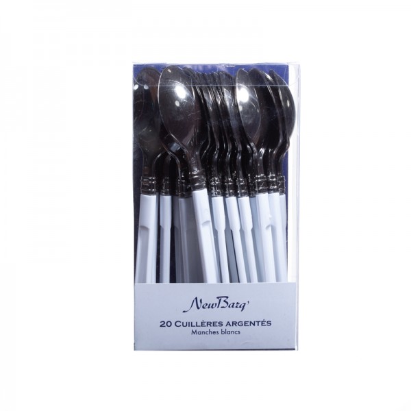 CUILLERES A SOUPE MANCHE BLANC NEW BARQ' / 20PC