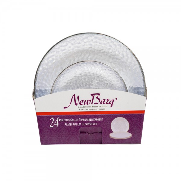 SET ASSIETTES GALLET TRANSPARENT/ARGENT - 24 PC