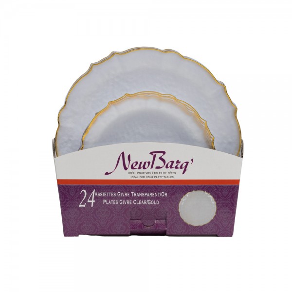 SET ASSIETTES GIVRE TRANSPARENT/OR - 24 PIECES