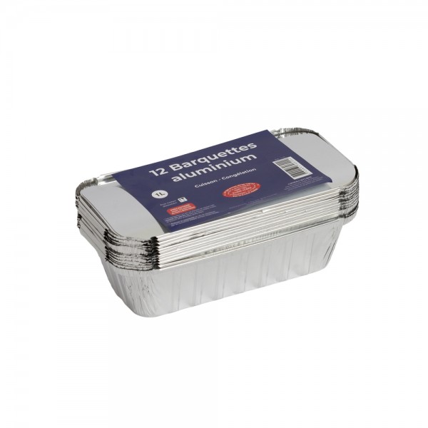 BARQUETTES ALU  + COUVERCLES 1L - 1ER PRIX - 12 PC