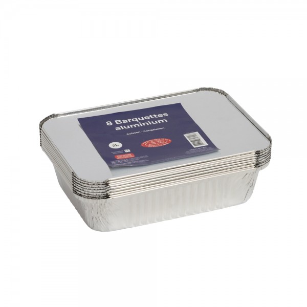 BARQUETTES ALU  + COUVERCLES 2L - 1ER PRIX - 8 PC