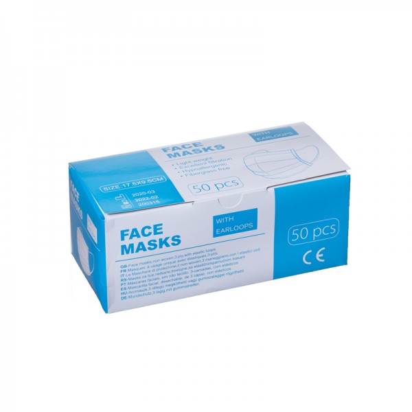 MASQUE CHIRURGICAL 3 PLIS - BOITE DE 50 UNITES