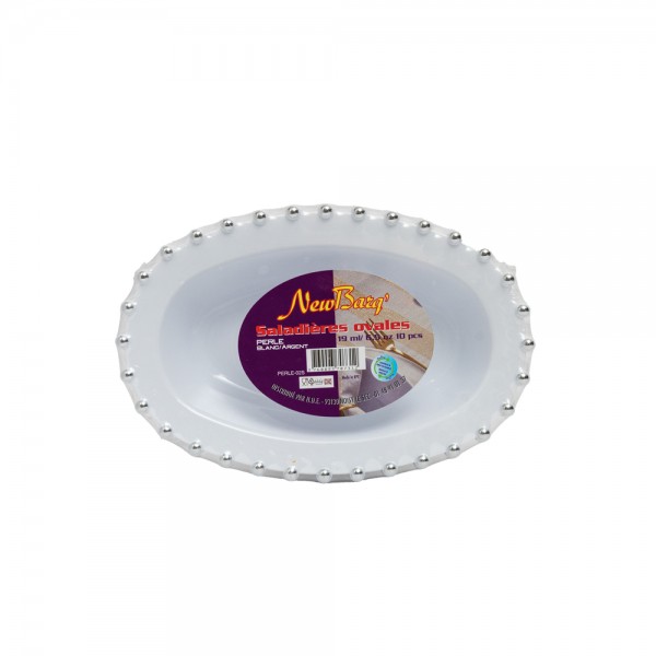 SALADIERES OVALES PERLE ARGENT - 10 PC