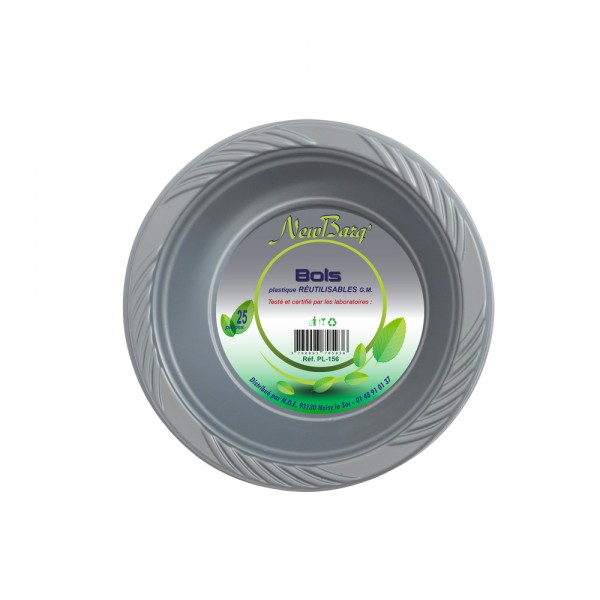 Bol ROND COULEUR ARGENT G.M 25P