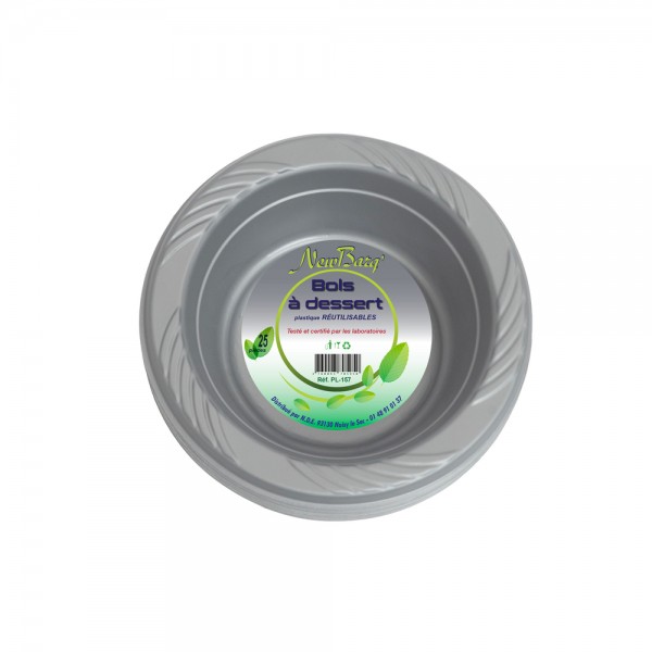Bol à dessert ROND COULEUR ARGENT 25 P