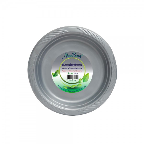 Assiette RONDE COULEUR ARGENT P.M 25P