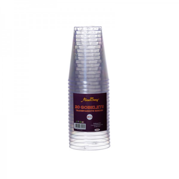 GOBELETS TRANSPARENTS RIGIDES NEW BARQ'- 20 PIECES