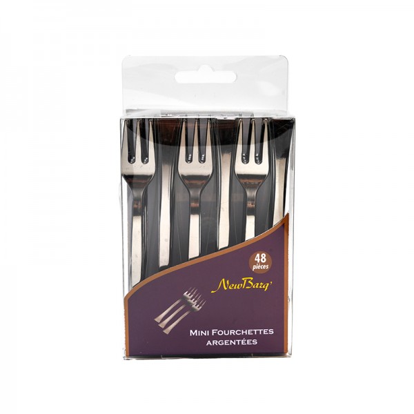 MINI FOURCHETTES ARGENTEES - 48 PIECES