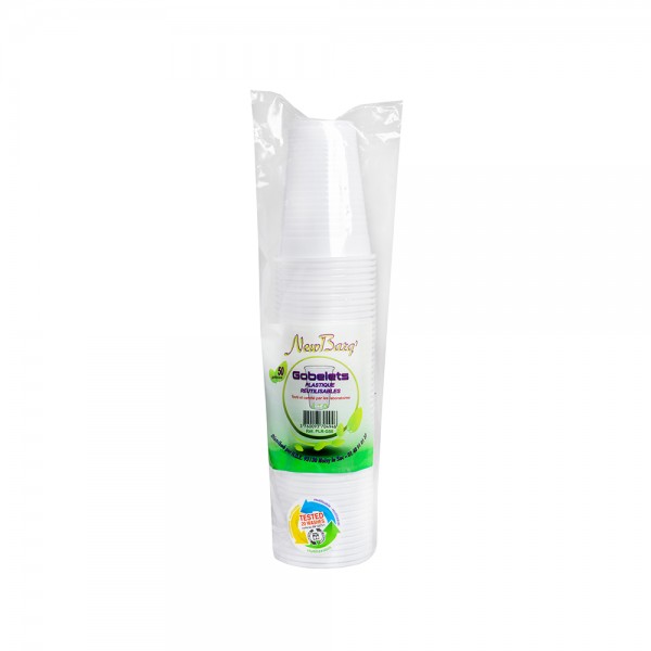 GOBELETS EN PLASTIQUE REUTILISABLES - 50PC 