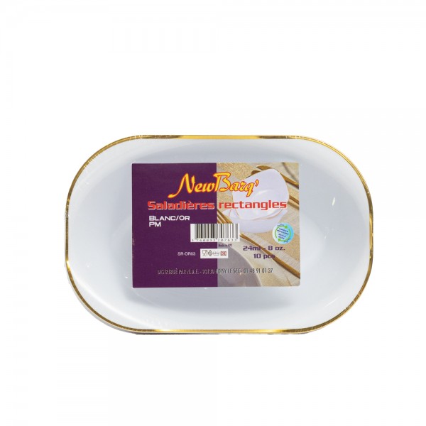 SALADIERES RECTANGLES BLANC/OR PM - 10 PIECES